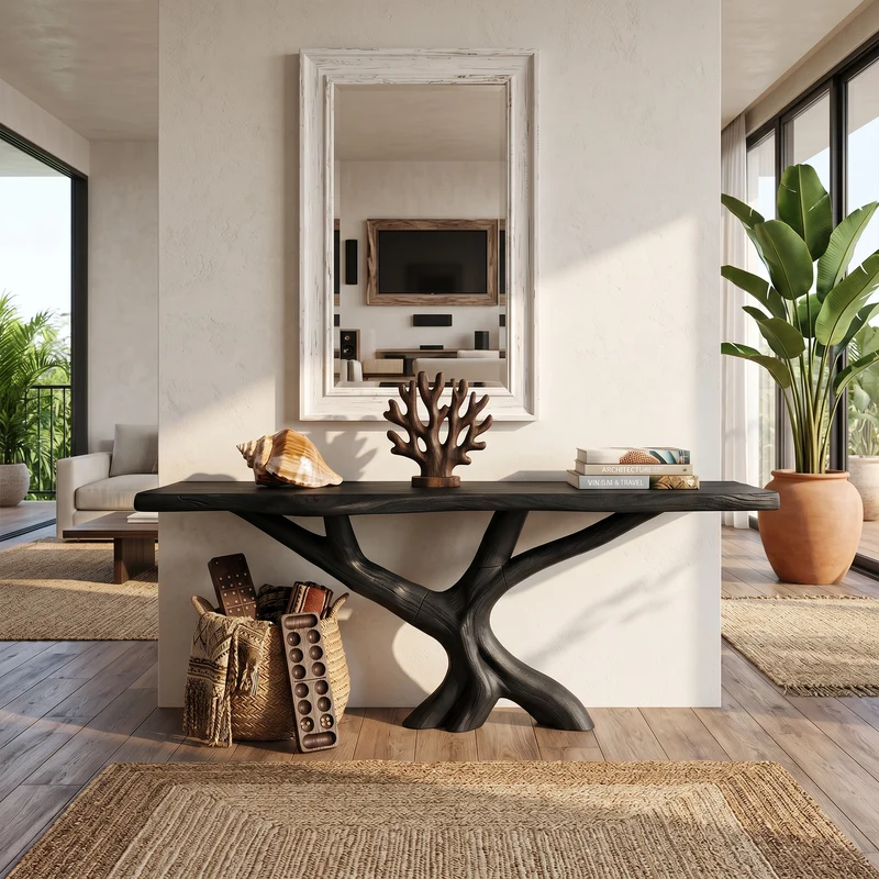Organic Coral Base Console Table Luxury Beach House SILDTTRCS100