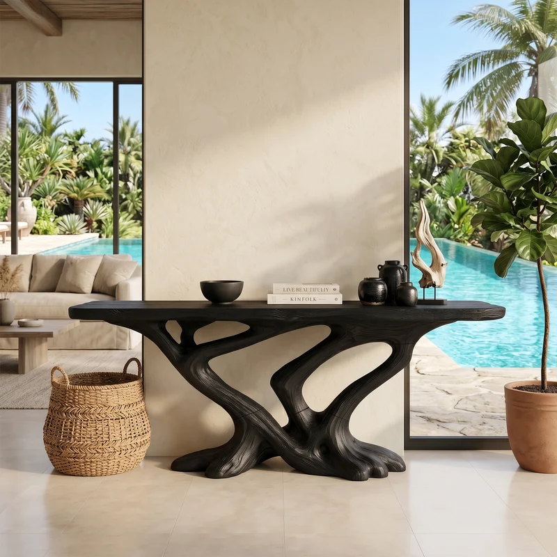 Contemporary Infinity Console Table Modern Entryway SILDTTRCS099