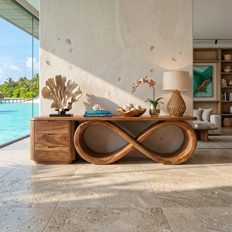 Modern Black Tree Console Table Luxury Residence SILDTTRCS095