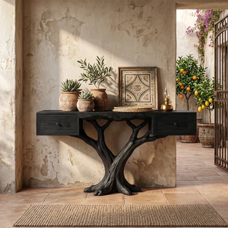 Organic Live Edge Console Table Contemporary Hallway SILDTTRCS091