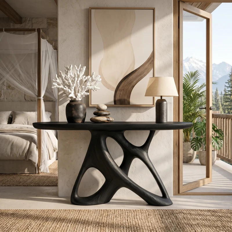 Organic Open Frame Console Table Designer Foyer SILDTTRCS088