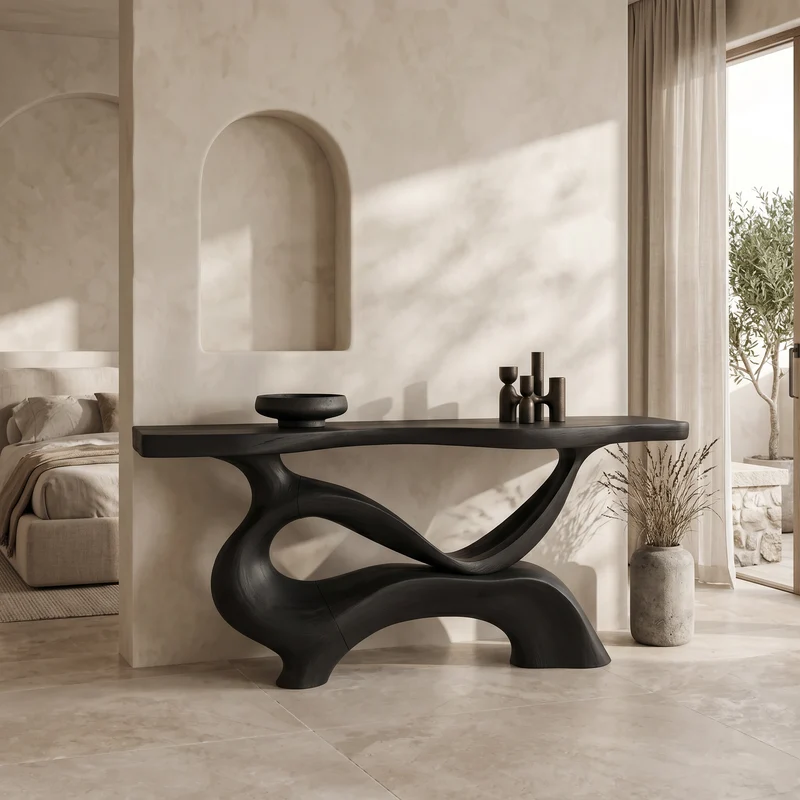 Contemporary Sculptural Base Console Table Modern Hallway SILDTTRCS087