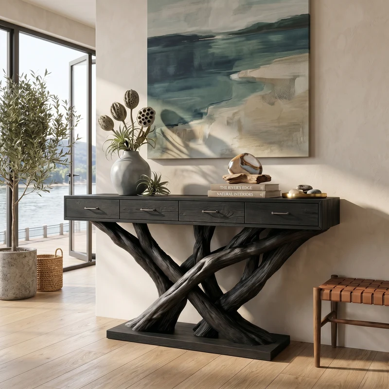 Organic Modern Twisted Root Console Table Luxury Entryway SILDTTRCS086