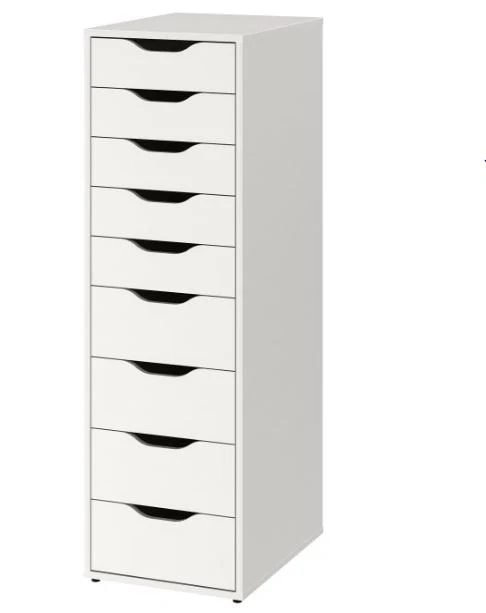 ALEX Chest of 9 drawers, white, 36x116cm