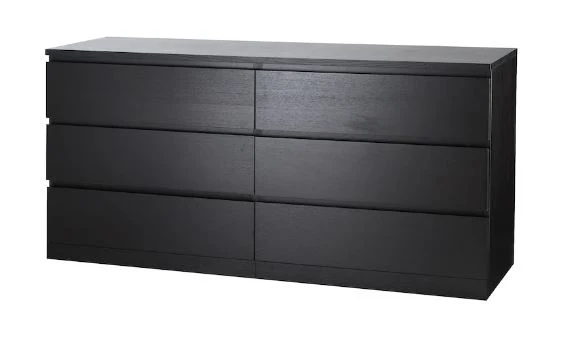 MALM Chest of 6 drawers, black-brown, 160x78 cm