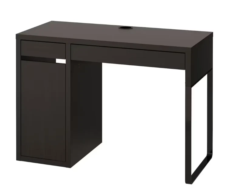 MICKE Office desk, black-brown 105x50cm