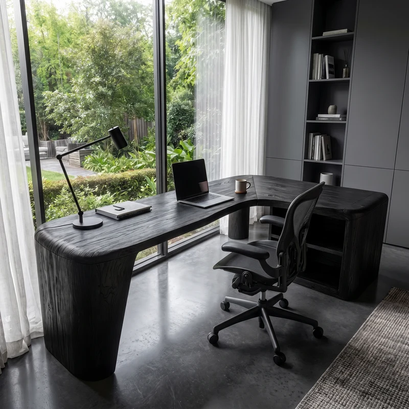 Organic Corner Desk Handcrafted Wood Design For Home Office SINLKIDK144