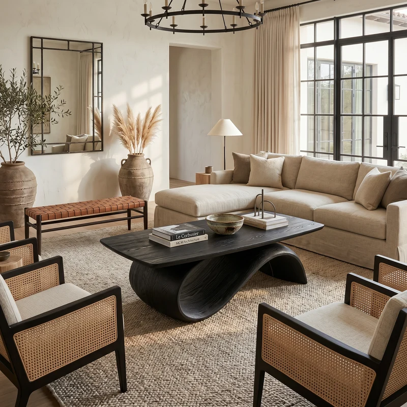 Handcrafted Coffee Table With Artistic Wood Design For Living Room SINLSACF408
