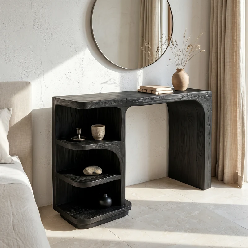 Contemporary Dressing Table With Waterfall Wood Structure For Bedroom SINLSABDT092