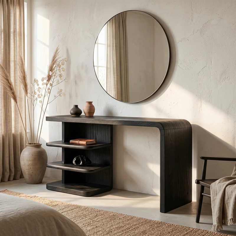 Modern Dressing Table With Integrated Side Storage For Bedroom SINLSABDT091