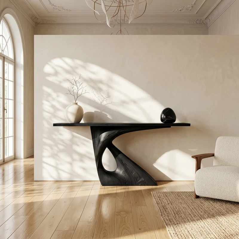 Mid Century Raw Edge Entry Table For Luxury Suite Interior SILDTTNCS134