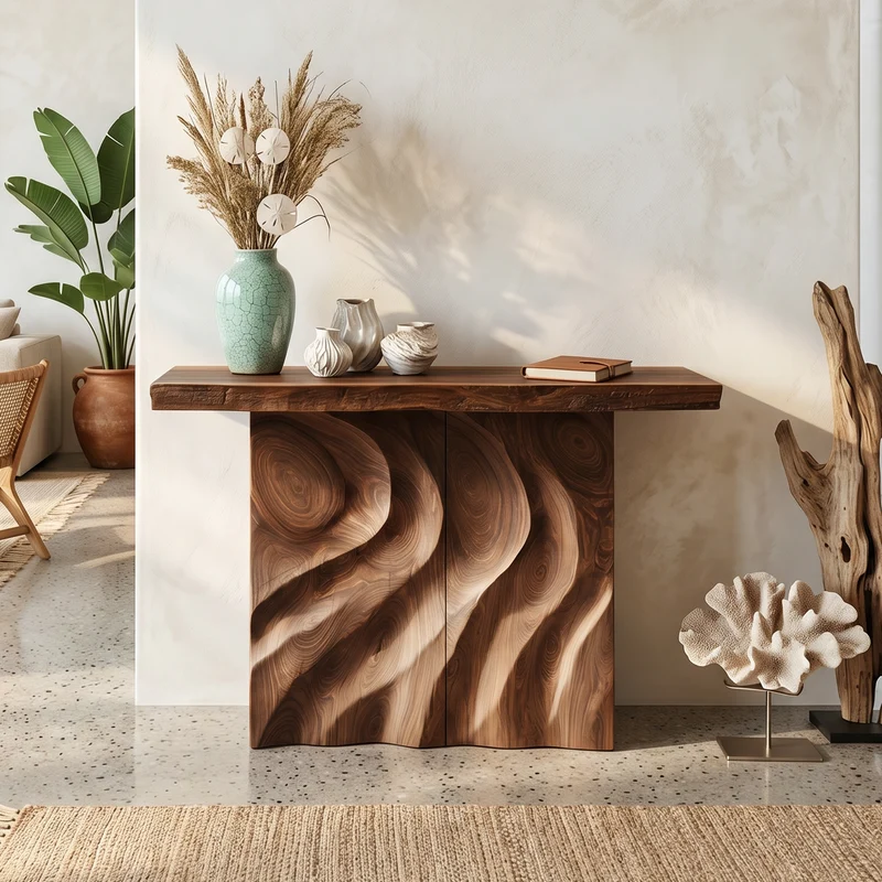 Mid Century Sculpted Base Console Table For Reception Area SILDTTNCS129