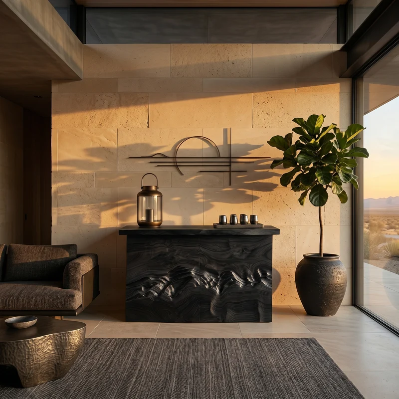 Minimalist Textured Edge Console Table For Studio Interior Design SILDTTNCS126