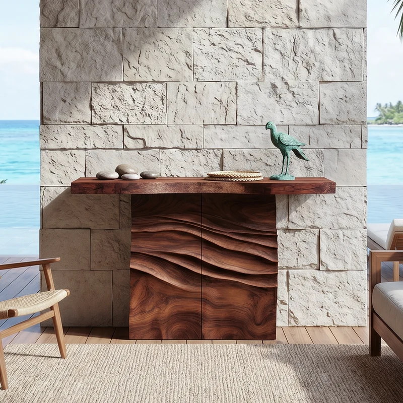 Contemporary Carved Entry Table For Modern Living Space SILDTTNCS125