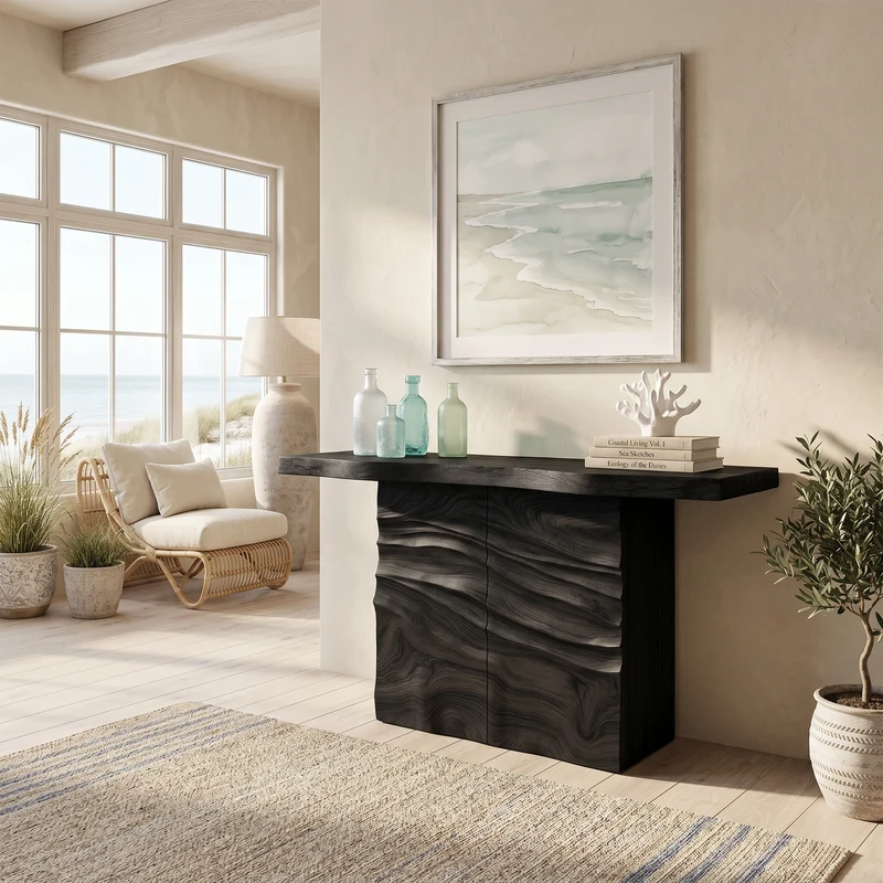 Contemporary Carved Entry Table For Modern Living Space SILDTTNCS125