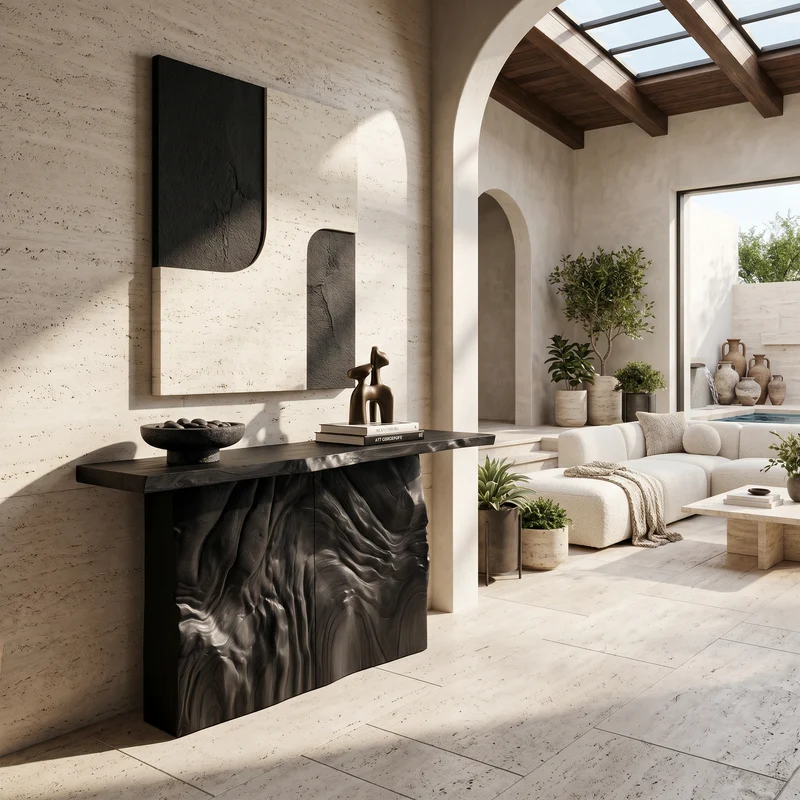 Modern Sculpted Base Display Table For Lounge Interior Space SILDTTNCS123
