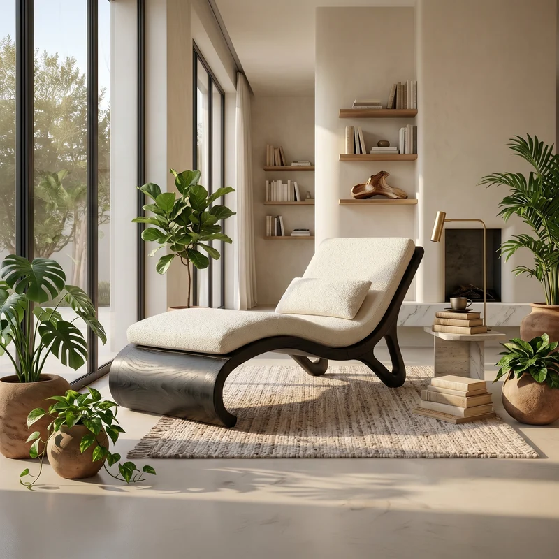 Spry Interior Tropical Luxury Wood Daybed, Organic Modern Lounge Sofa for Bedroom & Villa Living Room, SILDTTRDB004