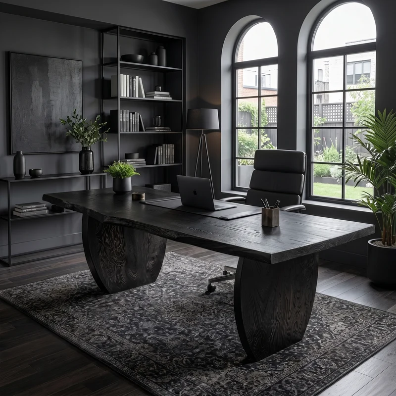 Spry Interior Organic Wooden Executive Desk, Large Handcrafted Writing Table for Home Office Study Room, SINLKIDK140