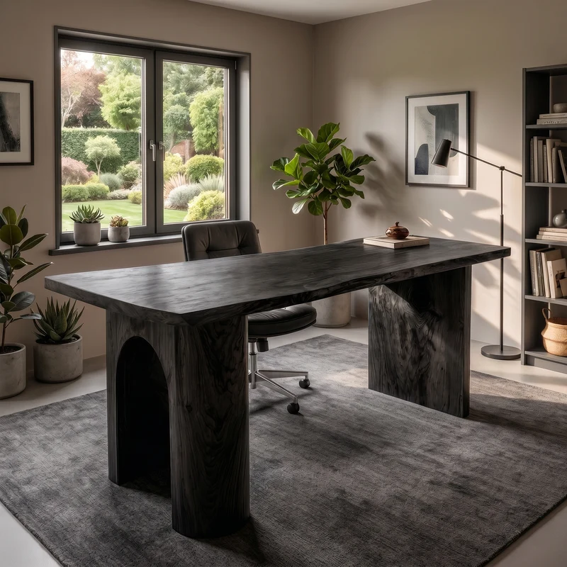 Spry Interior Handcrafted Solid Wood Executive Desk, Large Computer Table for Home Office & Workspace, SINLKIDK138