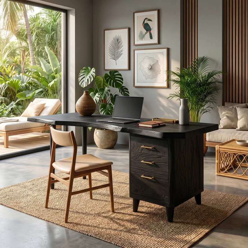 Spry Interior Urban Wood Writing Desk, Compact Computer Table with Drawer Storage for Apartment Office, SILDTTRDE018