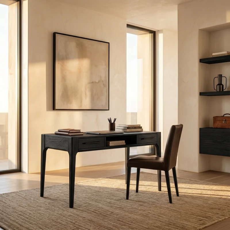 Spry Interior Contemporary Writing Desk with Slim Drawers, Wooden Computer Desk Study Table for Home Office, SILDTTRDE013