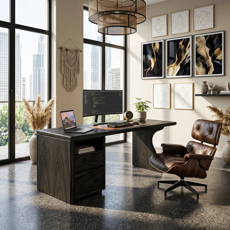 Spry Interior Contemporary Laptop Desk with Side Storage, Compact Wooden Writing Desk for Apartment Home Office, SILDTTRDE007