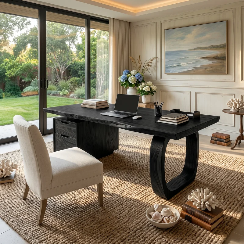 Spry Interior Modern Computer Desk with File Cabinet Storage, Wooden Writing Study Table for Home Office, SILDTTRDE006