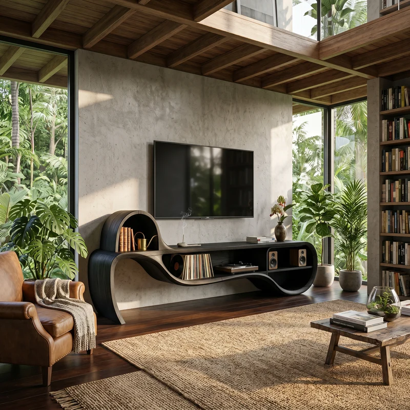 Spry Interior Modern Floating TV Console, Wall-Mounted Wooden Media Cabinet Entertainment Center, SILDTTNTVC152