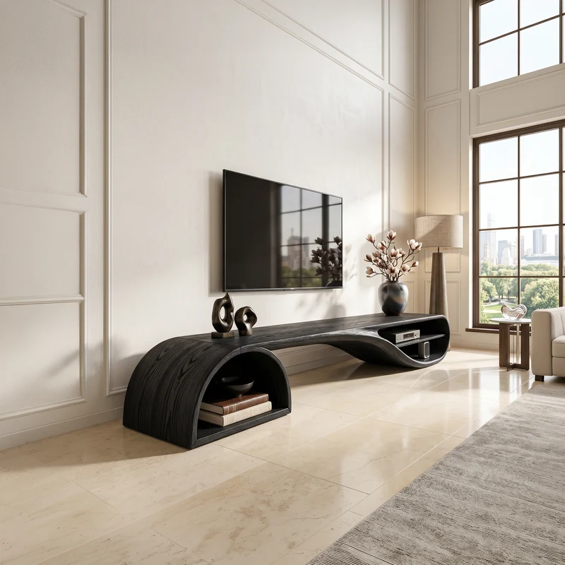 Spry Interior Minimalist Floating TV Stand, Wall-Mounted Wooden Media Console for Apartment Living Room, SILDTTNTVC140