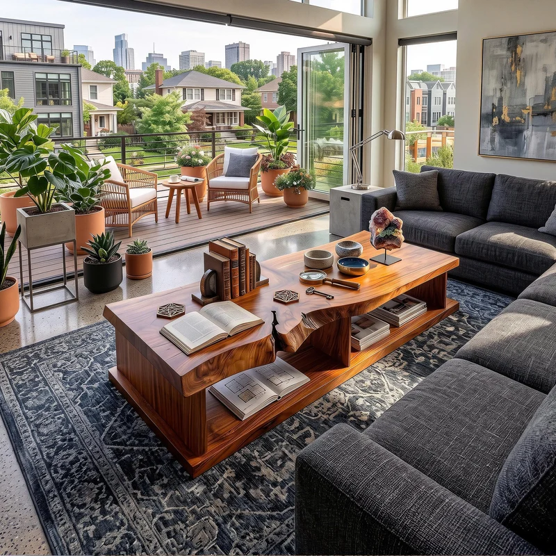 Live Edge Storage Coffee Table For Apartment Lounge SILDTTRCF134