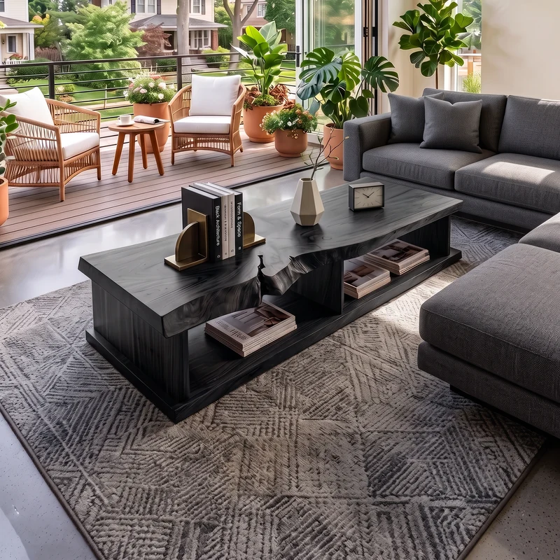 Live Edge Storage Coffee Table For Apartment Lounge SILDTTRCF134