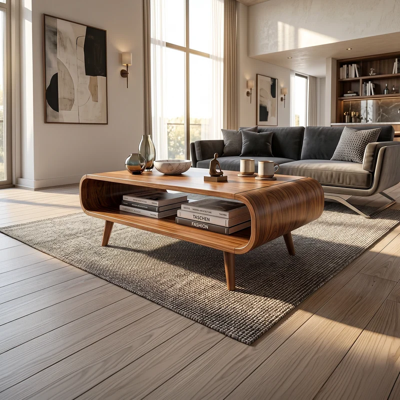 Spry Interior Modern Solid Wood Coffee Table with Shelf, Open Storage Center Table for Living Room and Lounge Space, Minimalist, SILDTTRCF128