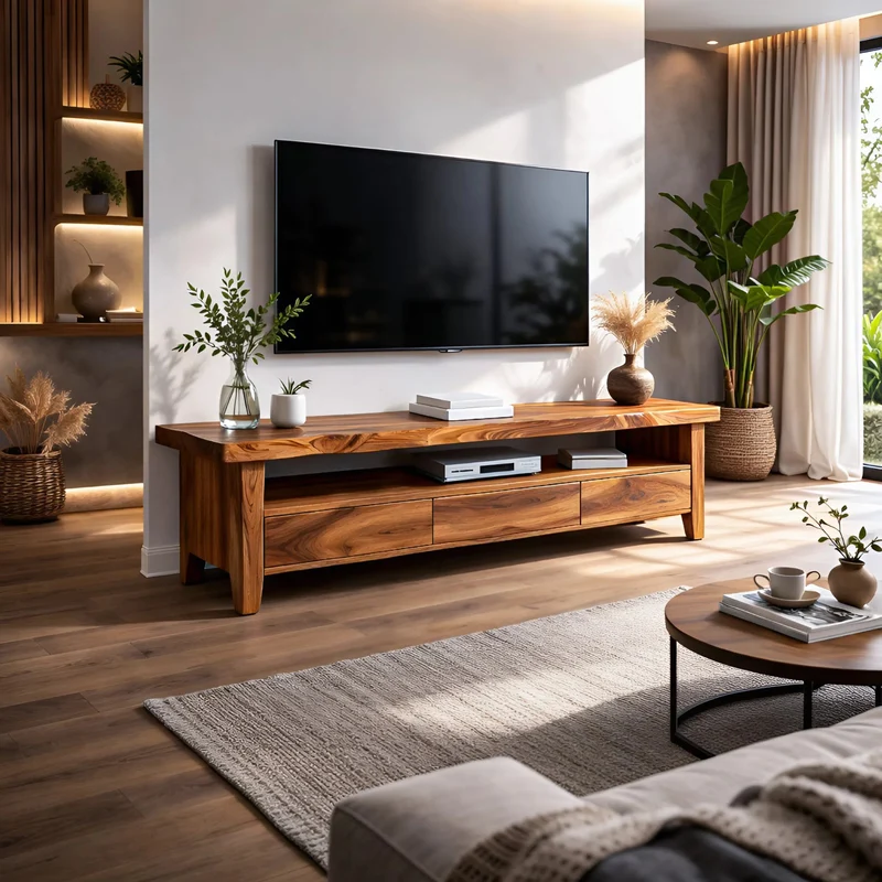 Spry Interior Modern Wood TV Cabinet with Storage Drawer, Contemporary Living Room Media Console, Sleek TV Stand Credenza - RTTHTTTVC073