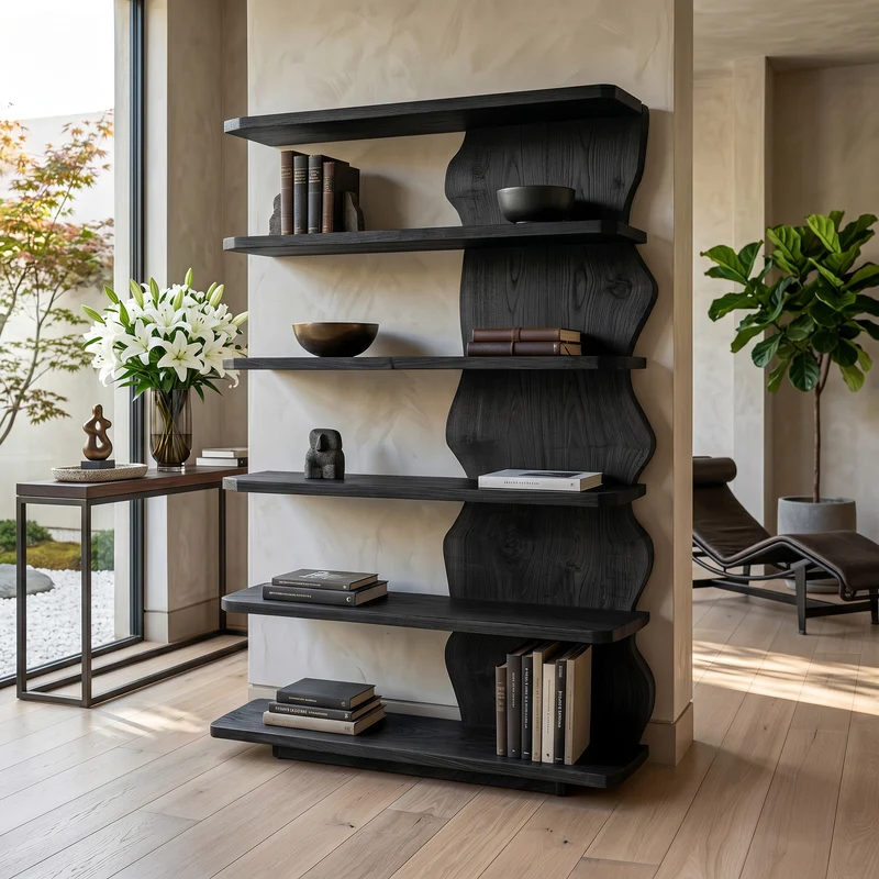 Spry Interior Scandinavian Natural Wood Corner Standing Shelf, Nordic Tiered Bookcase Display Organizer for Small Spaces - RTTHHNSS021