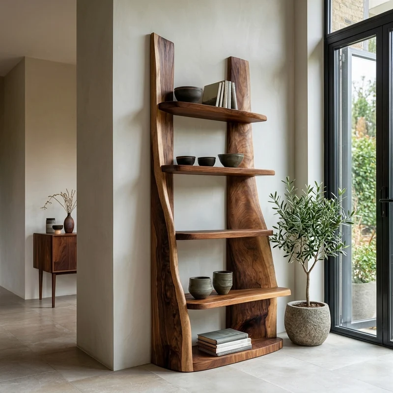 Spry Interior Mid-Century Wooden Bookshelf, Retro Timber Storage Display Shelving Rack for Apartment Living Room - RTTHHNSS027
