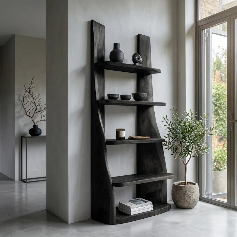 Spry Interior Mid-Century Wooden Bookshelf, Retro Timber Storage Display Shelving Rack for Apartment Living Room - RTTHHNSS027