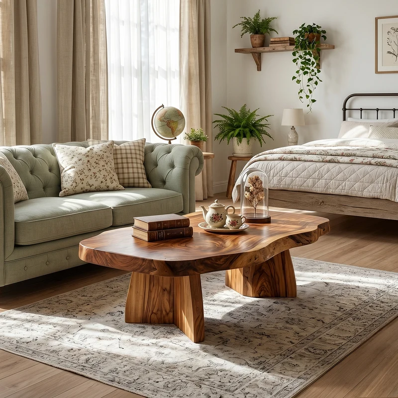 Spry Interior Farmhouse Solid Wood Coffee Table, Rustic Country Center Table for Bedroom Lounge and Cottage Living Room, SILDTTRCF118