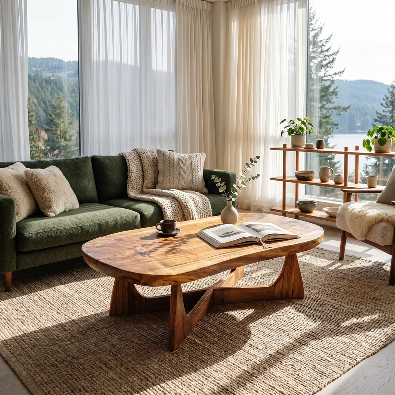 Spry Interior Nordic Wood Coffee Table, Scandinavian Minimalist Solid Wood Center Table for Cozy Living Room Lounge, Light Finish, SILDTTRCF116