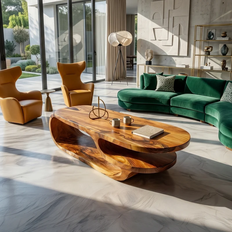 Spry Interior Luxury Oval Solid Wood Coffee Table, Modern Contemporary Center Table for High-End Living Room and Lounge, SILDTTRCF112