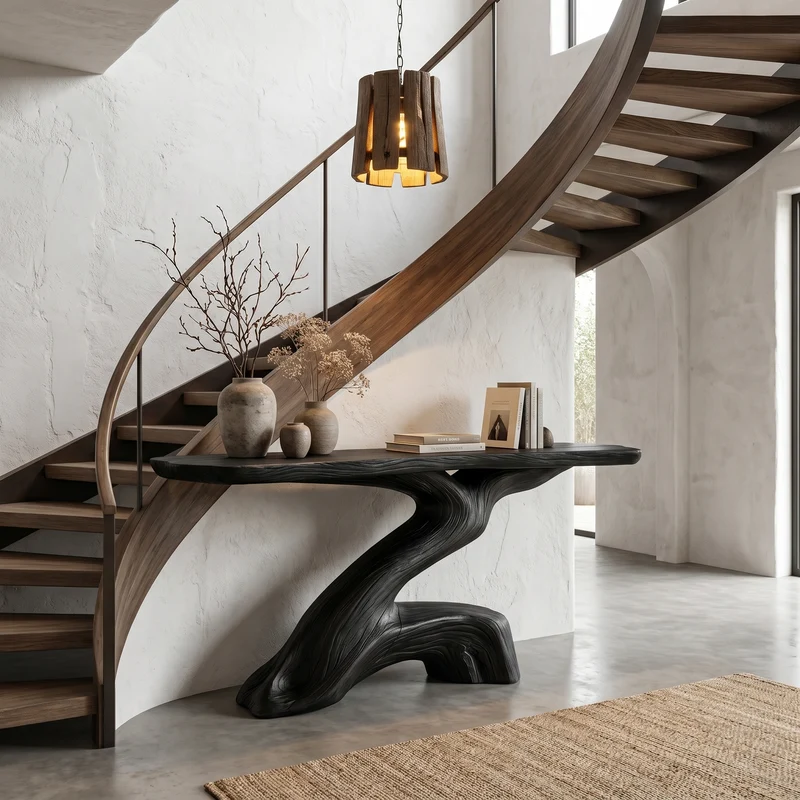 Spry Interior Rustic Console Table, Sculptural Tree Root Wood Base & Solid Wood Top for Entryway & Living Room, SINLHACS590