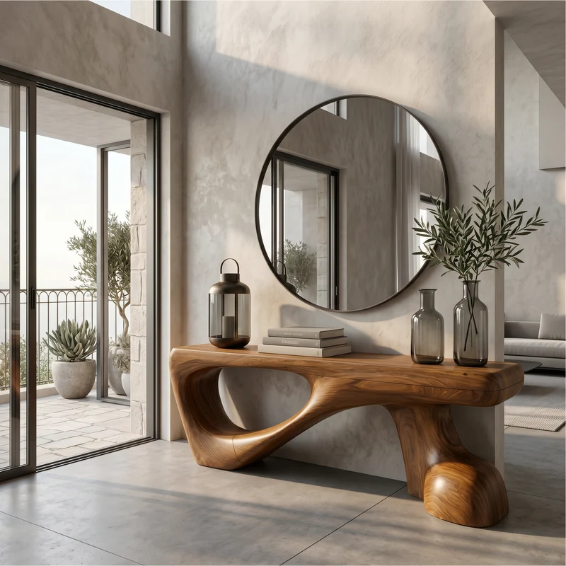 Spry Interior Rustic Console Table, Organic Tree Root Inspired Wood Entryway Table for Hallway & Living Room Decor, SINLSACS649