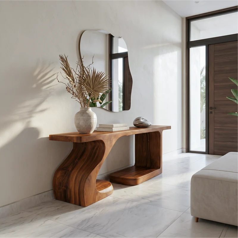 Spry Interior Rustic Console Table, Carved Root Inspired Natural Wood Entryway Table for Hallway & Living Room Decor, SINLSACS647