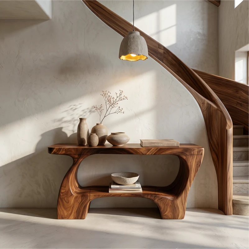 Spry Interior Contemporary Console Table, Artistic Open Structure Wooden Entryway Table for Living Room & Hallway, SINLSACS643