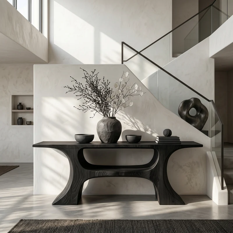 Spry Interior Modern Console Table, Soft Geometric Form Wood Entryway Table, Contemporary Foyer & Sofa Table for Living Room, SINLSACS641