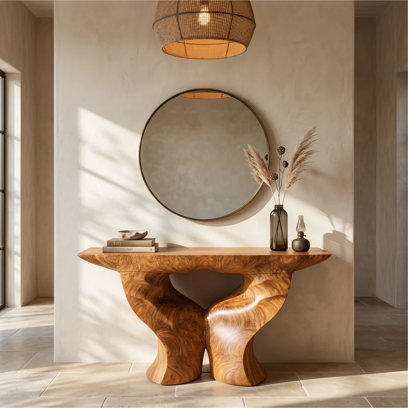 Spry Interior Organic Console Table, Nature Inspired Artistic Root Wood Entryway Table for Foyer & Living Room, SINLSACS635