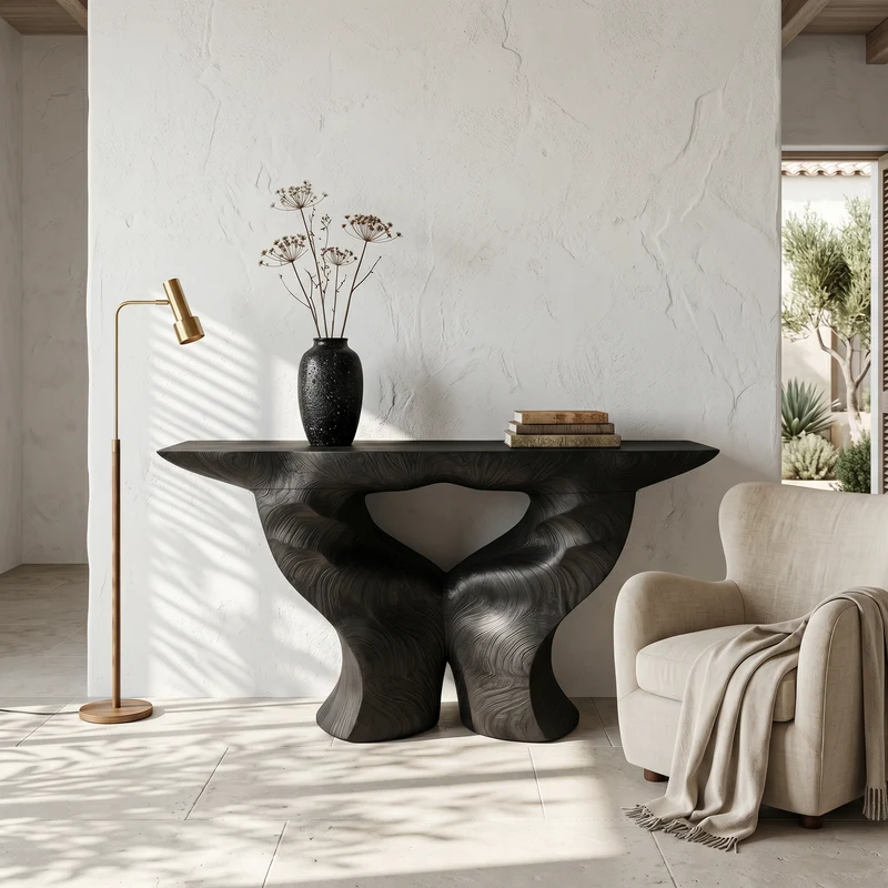 Spry Interior Organic Console Table, Nature Inspired Artistic Root Wood Entryway Table for Foyer & Living Room, SINLSACS635