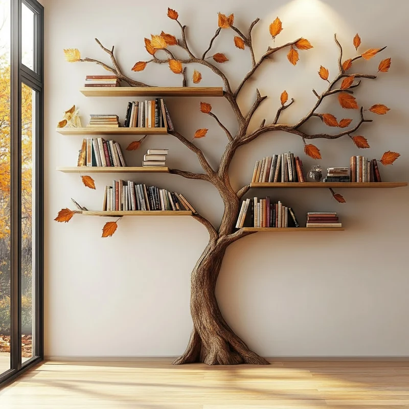 Rustic Tree Bookshelf Nature Inspired Living Space SINLKITB557