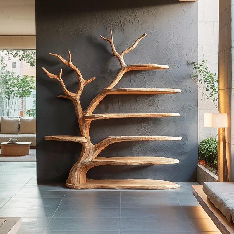 Rustic Tree Bookshelf Layered Branch Living Room Decor SINLSATB562