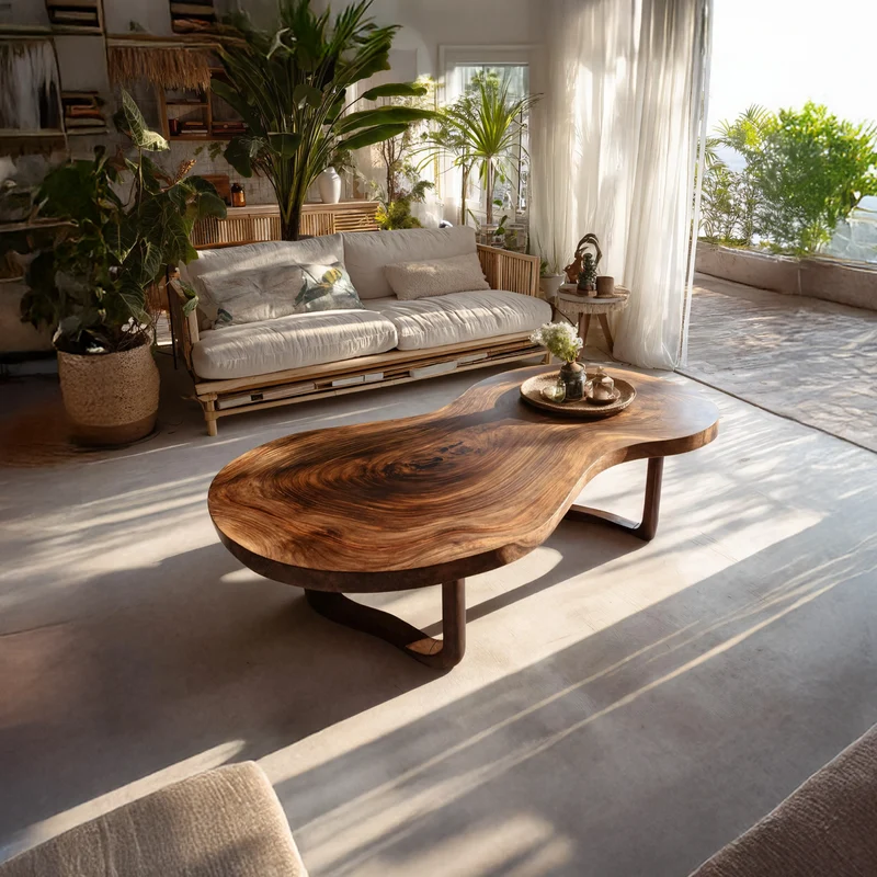 Rustic Wooden Live Edge Coffee Table For Furniture Decor SILDTTRCF031