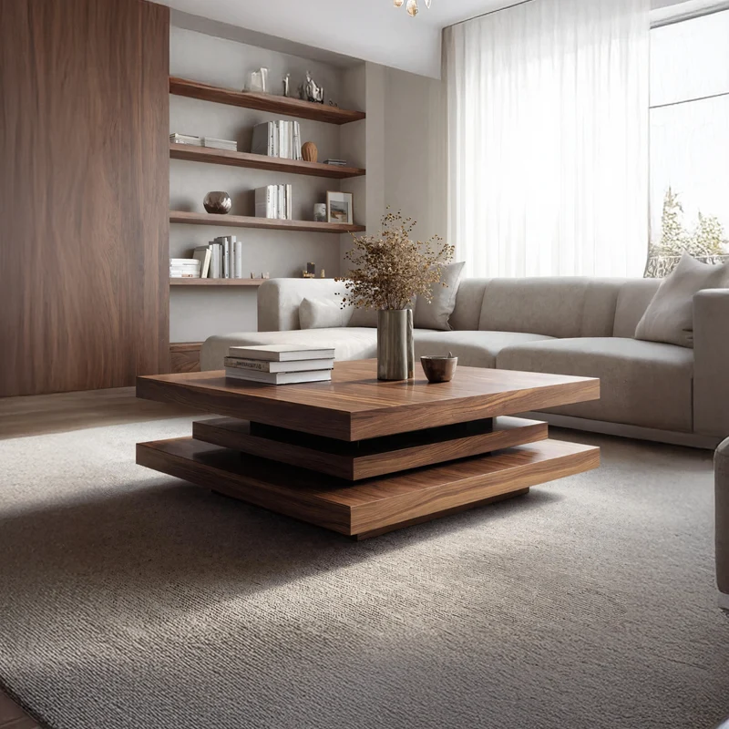 Modern Wooden Solid Wood Coffee Table For Living Room Style SILDTTRCF042
